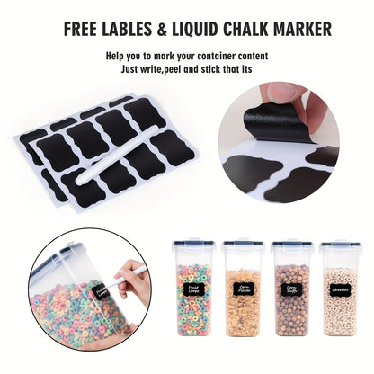 Airtight Food Storage Containers 4pcs 1.06gal Extra Large - BPA-Free Plastic Cereal Containers with Clip Lid for Pantry Organization Bulk Dry Food Sugar Kitchen