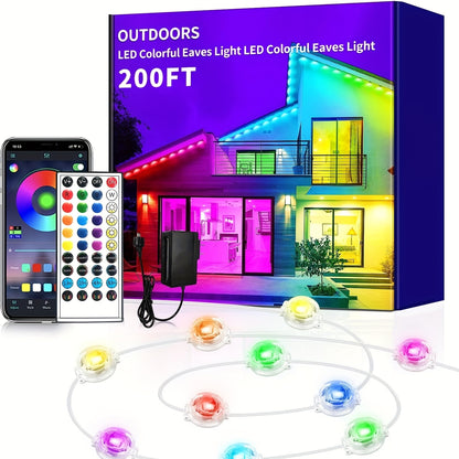400ft Permanent Outdoor Light, RGB Eave Light, DIY Scene Mode IP67 Waterproof Outdoor Eave Lighting, Outdoor Decoration, Garden Decoration, Party Outdoor Light
