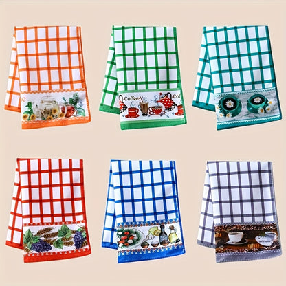 Holiday Kitchen Dish Towels Set of 6 - Colorful Printed Dishcloths Soft Absorbent Tea Towels for Kitchen Decor