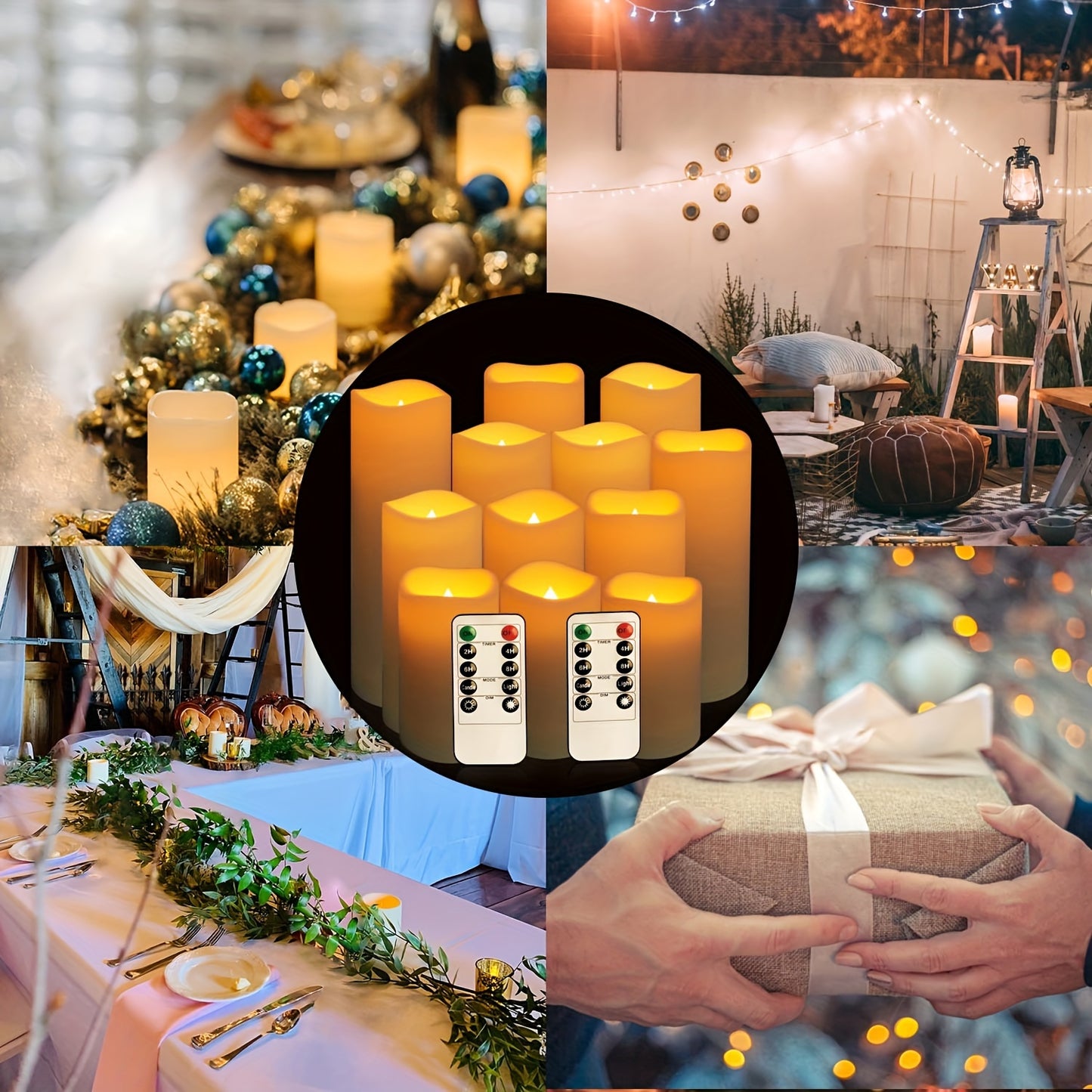 24 Indoor Outdoor Flameless Candles/Set, LED Candles, with 4 Remote Controls And Timer (4 "High 5" "6" *2). 2"") Halloween Wedding Decoration, Home Decoration, Gift Giving, Battery Powered (No Plug) IP44