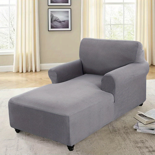 1pc PRINCEDECO Chaise Lounge Cover Stretch Chair Lattice Slipcover for Living Room Bedroom Soft Jacquard Fabric Machine Washable