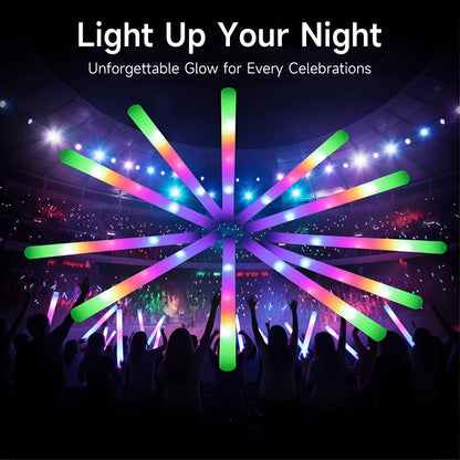 103pcs/ 70pcs/ 40pcs Foam Glow Stick SetsThese Colorful Foam Light Sticks Feature Three Distinct Flashing Modes And Are Perfect for Various Occasions, Including Parties, Weddings, Birthdays, Concerts, Christmas, And New Year Celebrations.