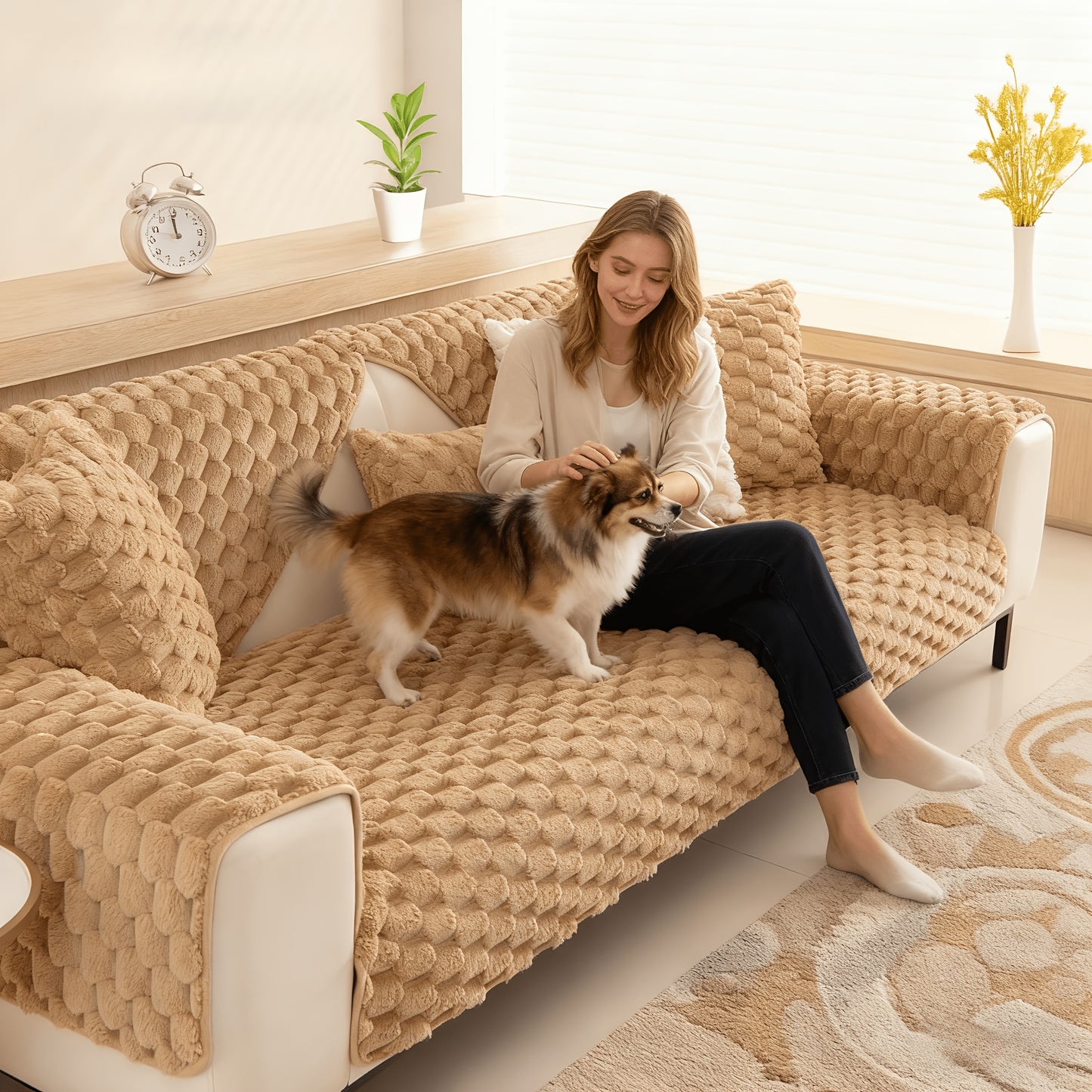 35.5x83inch Sofa Pads (2/3/4-Seat) Anti-Scratch - Non-Slip, Cozy & Durable - Perfect for Couches, Sectionals, Recliners Pet-Friendly- Beige, Light Brown, Light Grey (Machine Washable) Multiple Sizes Available 35.5x63inch 35.5x71inch