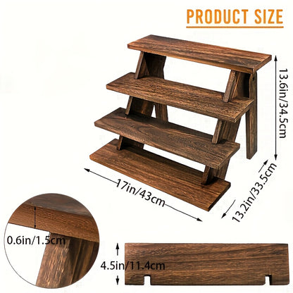 4-Tier Rustic Wooden Cupcake Stand - Tool-Free Assembly, Ideal for Birthday Parties, Youngsters Showers, Halloween & Christmas Decorations, Cupcake Display Stand