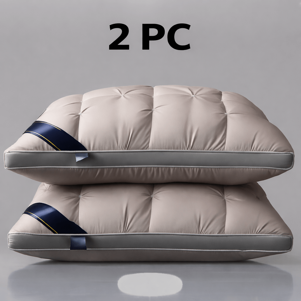 Luxury 5-Star Hotel Quality Pillow - Deep Sleep Neck Support, No Collapse All-Season Use, Machine Washable White Satin, Soft Polyester Fiber, Zipper Closure, Modern Design for Home & Hotel Use, Hotel Pillow, Sleek Pillow, Durable Pillow, Pillow For Sleepi