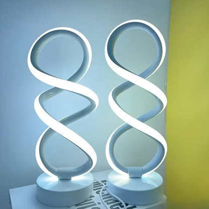 Spiral LED Table Lamp, Dimmable Push Button Control Desk Light for Bedroom Living Room Office, Modern Metal Base Indoor Accent Lamp, Unique Spiral Design Home Decor Gift for Christmas Birthday Valentine