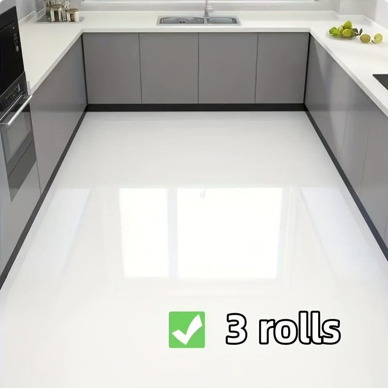 3 Rolls of 60 Wide (23.62In X 197.75In) Self-Adhesive Imitation Marble Kitchen Floor Wallpaper - Thickened Wear-Resistant, Oil-Proof, Waterproof & Anti-Slip Vinyl Tiles with Straight Edge, Home Decor Renovation