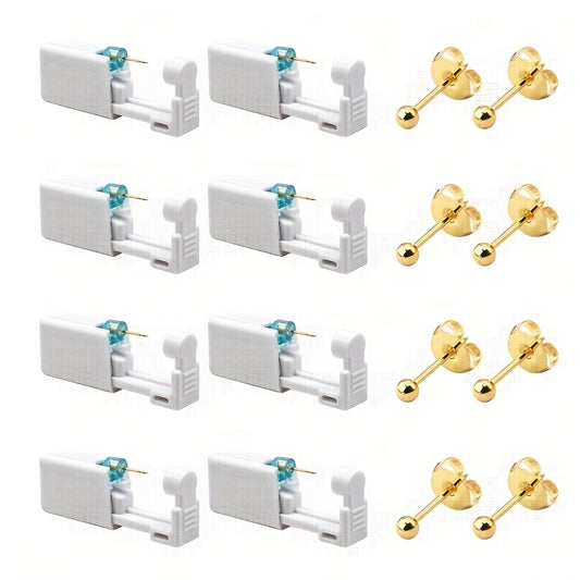 Ear Piercing Kit – 8 PCS Disposable Self Piercing Gun with 316 Stainless Steel Earrings, Safe & Easy Home Ear Piercing Tool for Family & Party Use