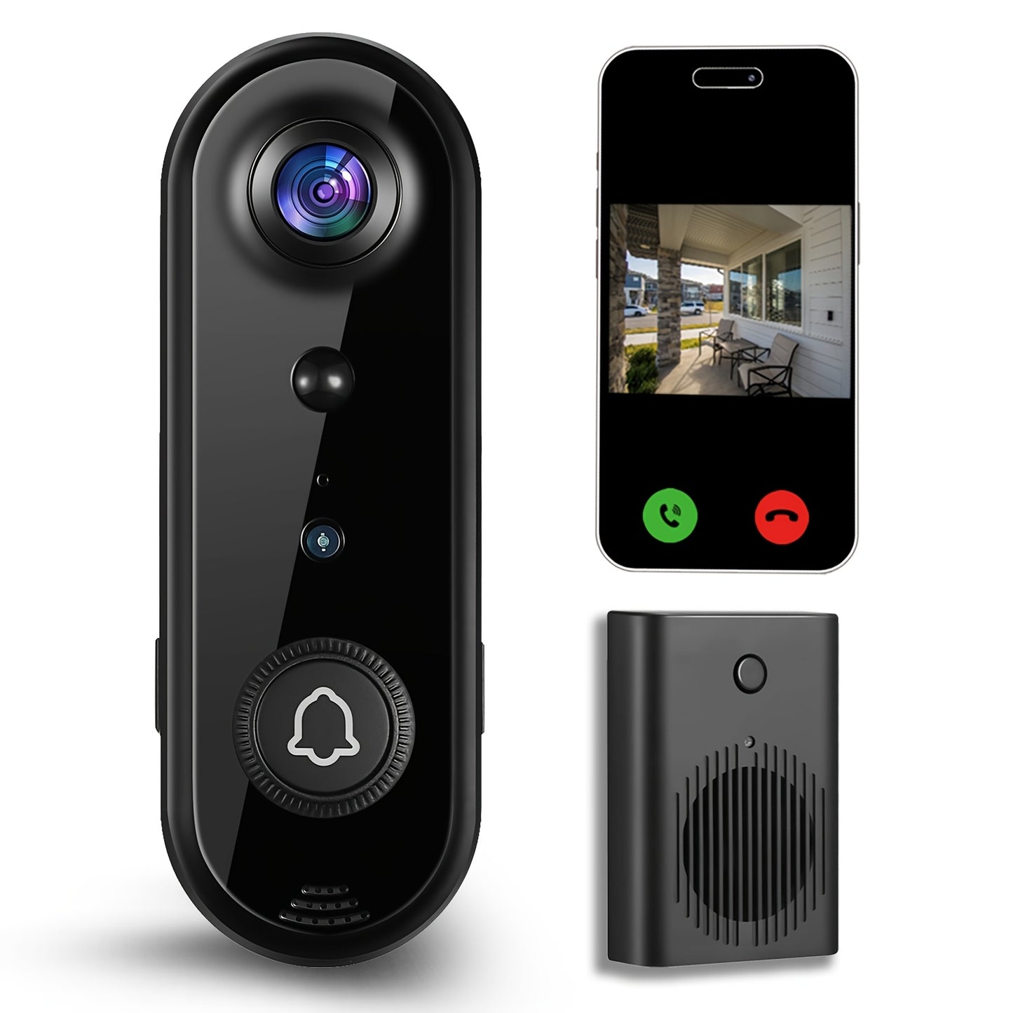 Wireless Doorbell Camera 1080P, Video Doorbell with Cloud Storage, Alert, Night Vision, Motion Detection, Two Way Audio, Indoor Chime, 2.4G
