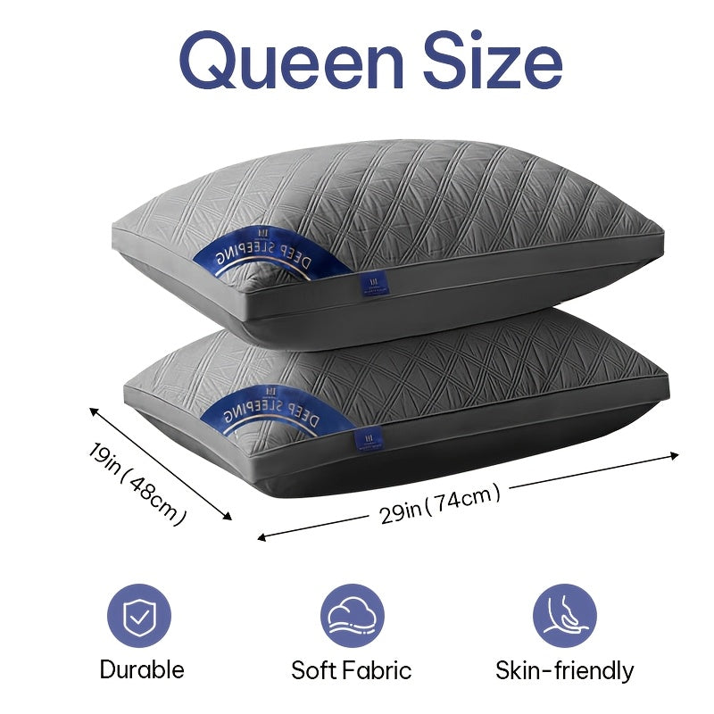Queen Size Pillows for Side Sleepers – 800g Heavyweight Hotel Collection, Hypoallergenic Down Alternative, Ultra-Plush & Resilient, Machine Washable 20x30 Inches – Available in 1, 2 & 4 Pack (White/Gray)