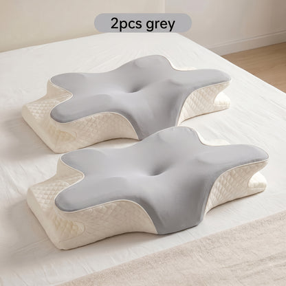 Cervical Neck Pillow for Sleeping – Butterfly-Shaped Ergonomic Memory Foam Pillow, Contour Support for Back & Side Sleepers, Slow Rebound Pressure Relief, Machine-Washable Pillowcase, Multiple Colors & 2-Pack Options