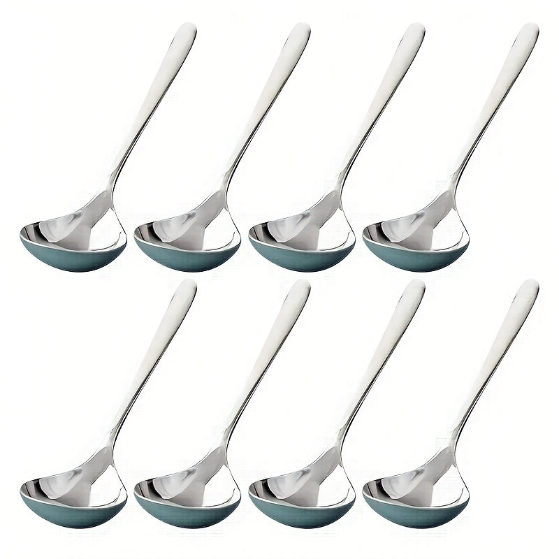4/8/12pcs Durable Stainless Steel Long-Handled Soup Spoons, Perfect for Soup, Porridge And Hot Pot Restaurants, It Is The Ideal Kitchen Utensil