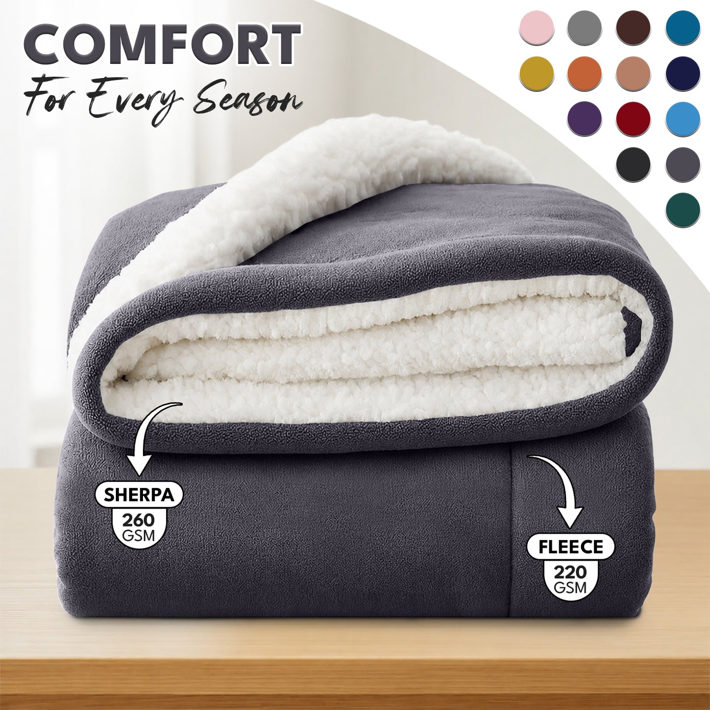 Luxurious Flannel Sherpa Throw Blanket – Ultra Soft & Warm Throw Sherpa Fleece, Comfort & Cozy Blanket for Better Sleep, Perfect for Bedroom & Guest Room Double Layer Thickened Blanket Decor Sofa Bed Blankets
