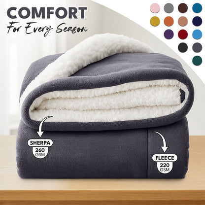 Luxurious Flannel Sherpa Throw Blanket – Ultra Soft & Warm Throw Sherpa Fleece, Comfort & Cozy Blanket for Better Sleep, Perfect for Bedroom & Guest Room Double Layer Thickened Blanket Decor Sofa Bed Blankets