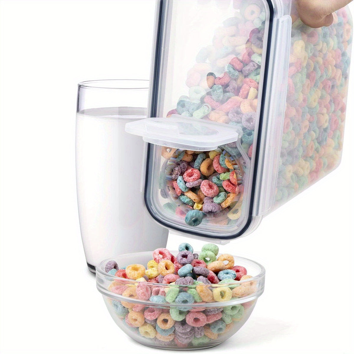 8pcs Food Storage Containers With LIDS [0.66/1.06gal], Clear Food Jars, Moisture-proof Sealed Fresh-keeping Containers For Cereals, Rice, Salt, Pepper, Tea, Nuts And Coffee Beans, Plastic Food Storage Jars, Household Kitchen Items (4 Jars +4 LIDS)