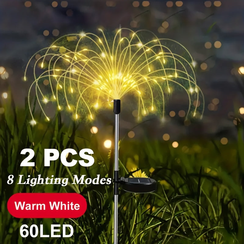 Solar Fireworks Lights, 420/300/200/60 LEDs Waterproof Solar Garden Flower Lights, 8 Lighting Modes, Yard Patio Yard Yard Pathway Yard Villa Outdoor Lighting Christmas Decoration With Stake Decoration Fairy Lights