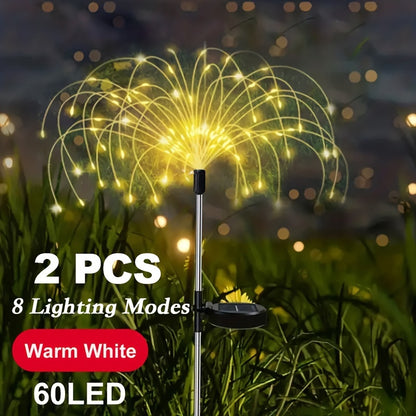 Solar Fireworks Lights, 420/300/200/60 LEDs Waterproof Solar Garden Flower Lights, 8 Lighting Modes, Yard Patio Yard Yard Pathway Yard Villa Outdoor Lighting Christmas Decoration With Stake Decoration Fairy Lights