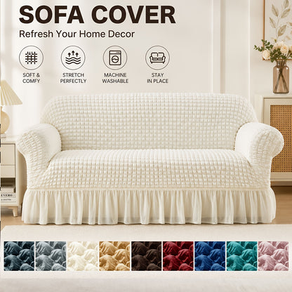 XM-Mirelitho 1pc Seersucker Sofa Sllipcovers Elastic Living Room Sofa Cover Pet All-purpose Sofa Protection Cover Home Decoration Sofa Cushion Cover