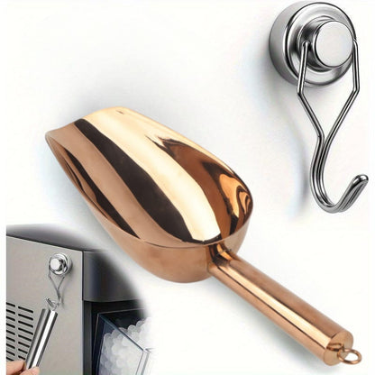 Compatible with GE Profile Opal Ice Maker Ice Spoon - Stainless Steel Rose Golden Ice Scoop with Magnetic Hook, 403 Stainless Steel for granular Ice Maker Unit, Refrigerator Accessory (for ice Cubes, Bars, Parties)