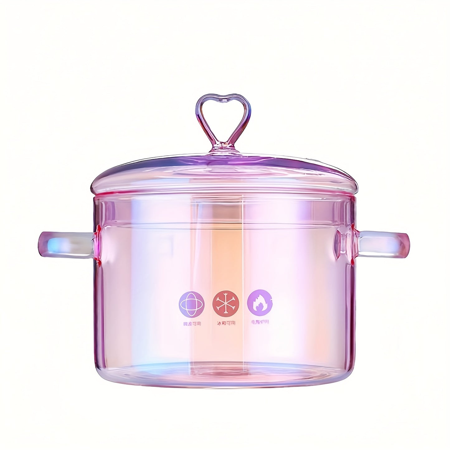Pink Glass Cooking Pot, Heart-shaped Cover, Boiling Pot, Stewing Pot, Multi-function Glass Cooking Pot, Suitable For Pasta, Steak Sauce, Congee, Lamian Noodles, Soup And Salad - Compatible With Electric Ceramic Stove, Kitchen Supplies, 1500ml/50oz
