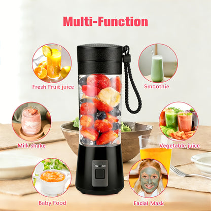 Mini Blender USB Rechargeable 380ml - 6-Blade 22000RPM High-Speed Portable Blender Cup, 304 Stainless Steel, Self-Cleaning, for Smoothies, Shakes & Protein Drinks, Home, Office & Travel, Pink Green Black