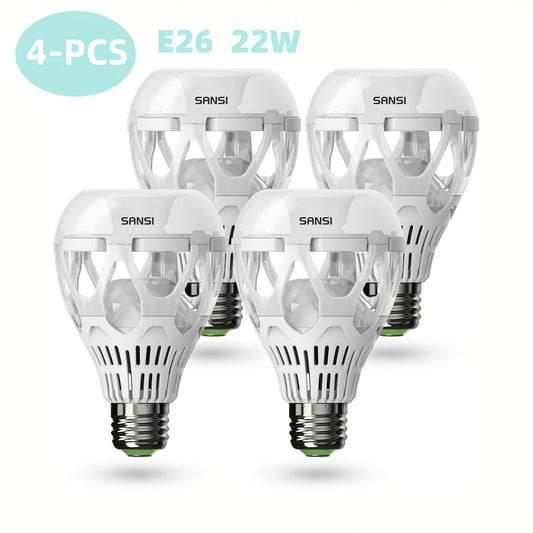 A21 LED Light Bulb 22W 3000 Lumens 200W Equivalent High Brightness Non-Dimmable – E26 Base 3000K Warm White & 5000K Daylight for Home Office Garage Workshop Indoor Lighting, 4-Pack