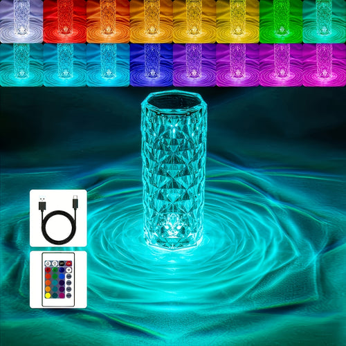 A Touch-Sensitive LED Table Lamp Featuring a Rose Design, Capable of Displaying 16 Colors, Perfect for Creating a Romantic Ambiance, And Powered by USB