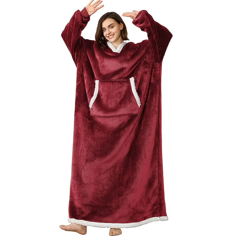 Cozy Hooded Blanket That Is Warm And Ultra-Soft, Featuring an Extra-Long Design. This Oversized Hoodie Is Machine Washable And Ideal for Watching TV in Winter. It Makes a Great Gift for Adults for Occasions Like Christmas, Valentine'S Day