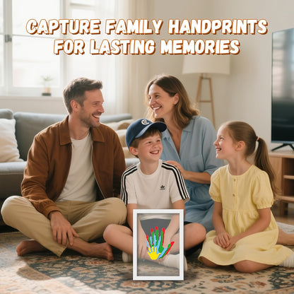 Gift For Her/Him Family Handprint Set, Including 4 Handprint Slots And 6 Colors, Family Handprint Set, Souvenir Frame, Memory Frame, Handprint, Family Gift, Gift, Mother'S Day Gift, Non-Toxic Pigment