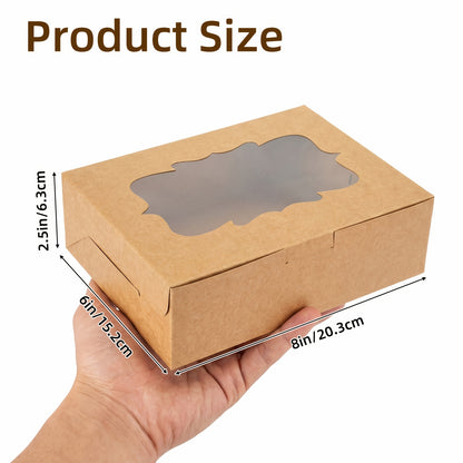 TOMNK 48pcs Cookie Boxes, Treat Boxes With Window, Cake Packaging Box, Bakery Brown/White Pastry Boxes, Caja De Galletas, Macaron Boxes, Dessert Storage Box, Kraft Cartons, For Birthday Party, Wedding And Father'S Day, 8x6x2.5 In