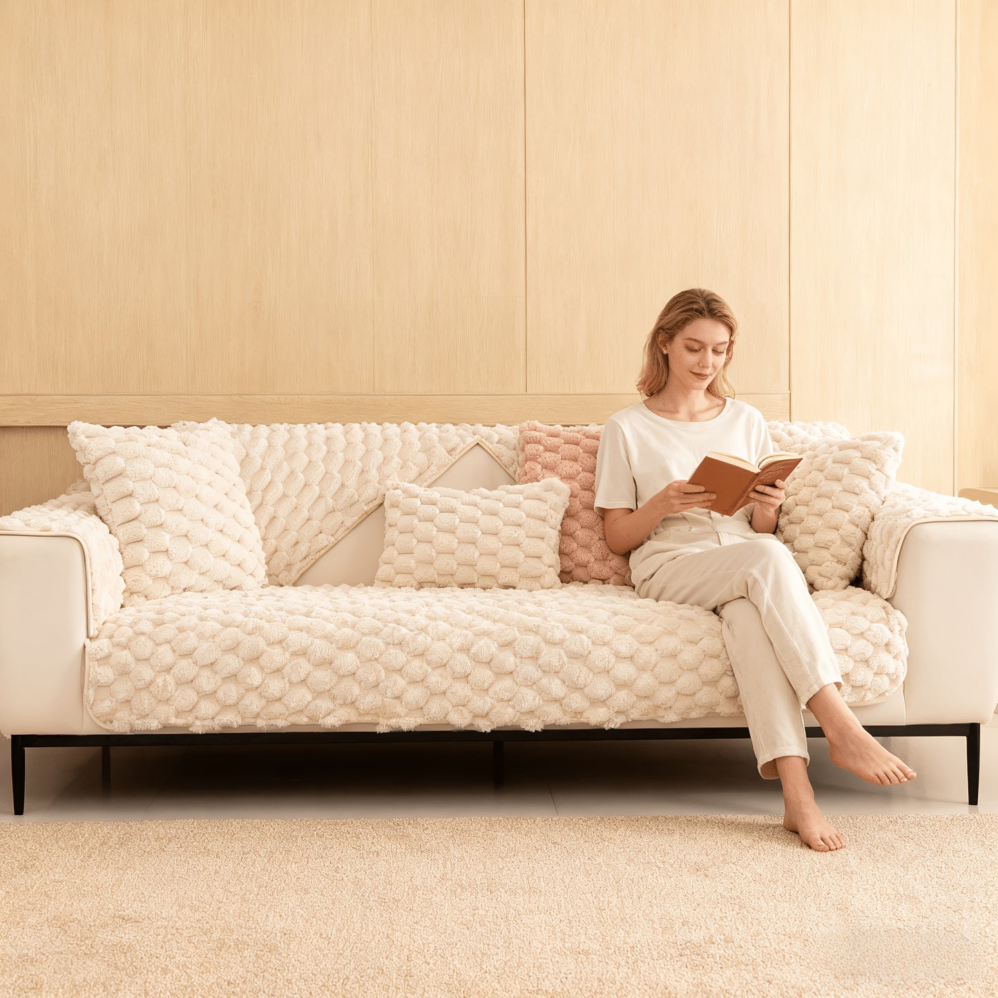 35.5x83inch Sofa Pads (2/3/4-Seat) Anti-Scratch - Non-Slip, Cozy & Durable - Perfect for Couches, Sectionals, Recliners Pet-Friendly- Beige, Light Brown, Light Grey (Machine Washable) Multiple Sizes Available 35.5x63inch 35.5x71inch
