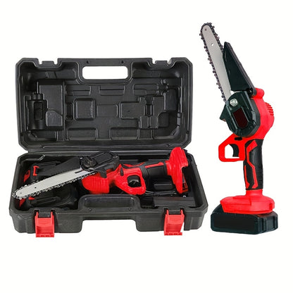 Cordless Mini Chainsaw 6 Inch with 2 Batteries & Charger | Auto Chain Tensioning Auto Lubrication Handheld Electric Saw | Branch Yard Home Garden Cutting Father's Day Gift