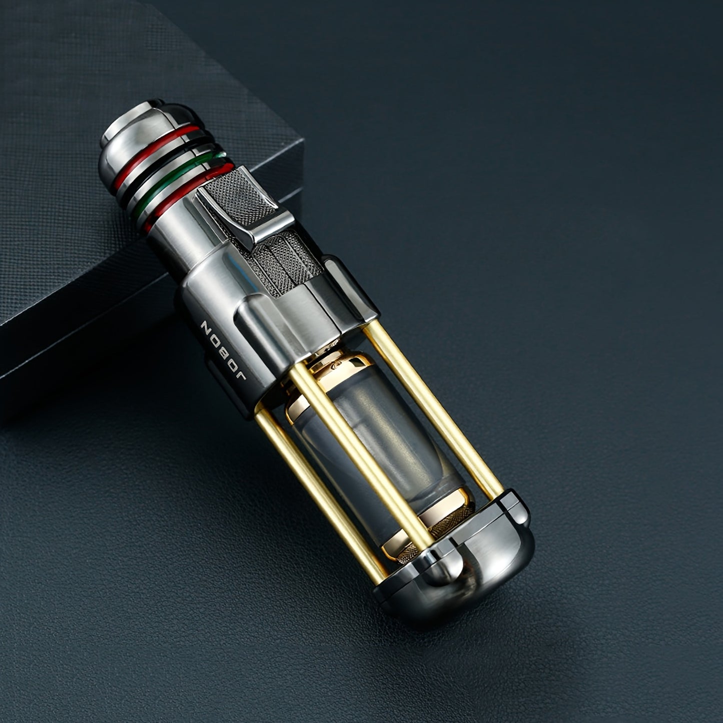 Windproof Jet Flame Lighter – Zinc Alloy Refillable Butane Torch Lighter with Visible Fuel Tank, Adjustable Blue Flame, Rocket Design, for Camping, BBQ & Outdoor Use (No Butane Included)