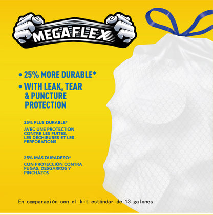 Boxed Disposable Non Tear Garbage Bag 150 Pieces 3 Rolls Puncture Tear Resistant Trash Bags, 13 Gallon Capacity, ODOR ELIMINATORTECHNOLOGY Kitchen Drawstring Garbage Bags Fresh Clean Scent With Lemon Mint Scent, 150 Count EASY TO USEDRAWSTRINGS MORE DURAB