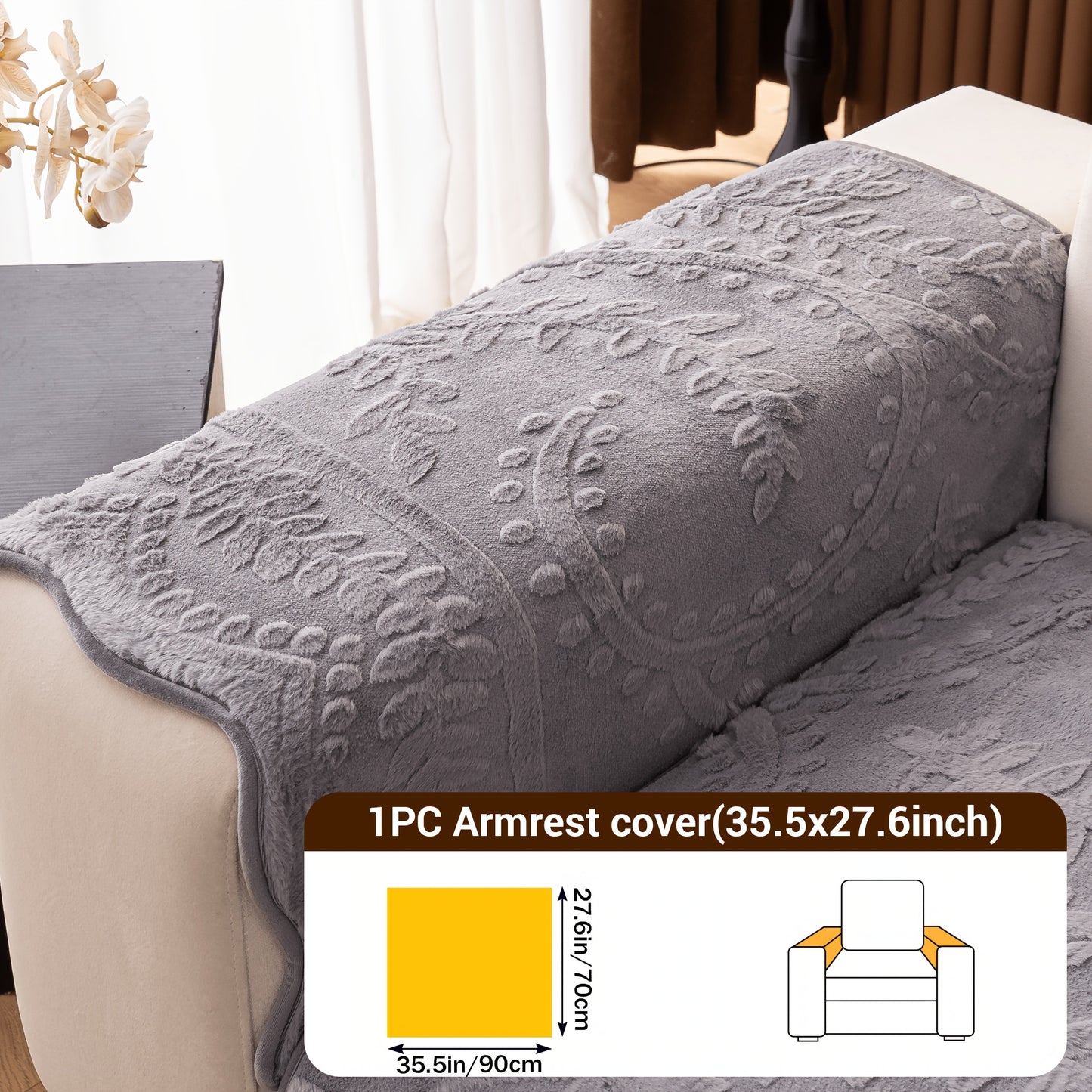 1pc Thickened Quilted Machine Washable Sofa Cushion, Faux Rabbit Fur Comfort Warm Non-slip Plush Sofa Cover, Breathable and Comfortable Pet-friendly for Bedroom, Office, Living Room, Suitable for 2/3/4-seater Sofa, Home Winter Decor, Christmas Gifts