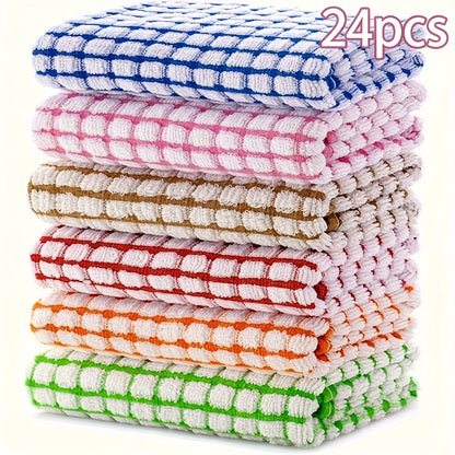 8/24 Sets Of Highly Absorbent Cleaning Cloths - Heavy-duty Dishcloths, Multi-purpose for Kitchen, Dining Room And Living Room Cleaning - Quick-drying, Reusable Napkins And Tea Towels - Stackable Design, Space-saving Storage - Suitable for Home
