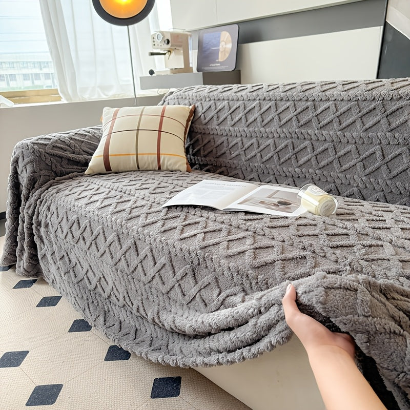 Sofa Cover, Sofa Slipcover, Soft Polyester Velvet Fabric, Suitable for 2-4 Seater Sofas, Non-Slip Washable Sofa Cover, Pet-Friendly, Bohemian Modern Jacquard Couple Tatami Cover for Bedroom Sofa