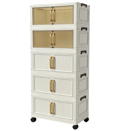 Multi-Functional Foldable Storage Cabinet, with 5-Tier/3-Tier Large Capacity, Space-Saving, Suitable for Entrance, Corridor, Bedroom And Living Room