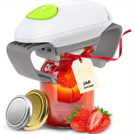 1pc Automatic Electric Jar & Bottle Opener - One-Touch Operation with Auto-Off, Heavy-Duty for difficult Lids Suitable for Arthritic Hands, Weak Hands & Seniors - -Friendly Manual Opener (Plastic)