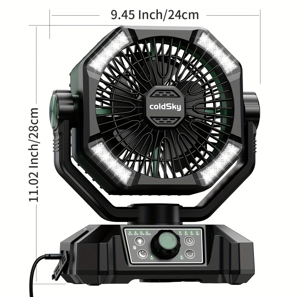 Camping Fan with Dual Motors & 4 LED Lights – Portable Tent Fan with Remote Control, 8 Speed Settings, 20000mAh Battery & Hanging Hook for Outdoor Camping, Power Outages & Indoor Use