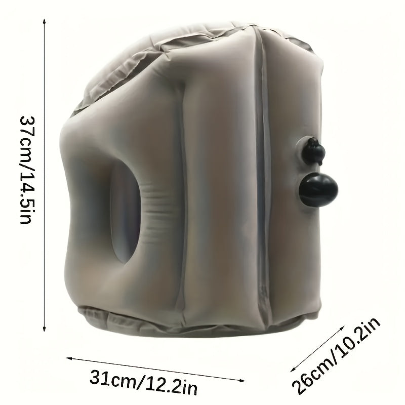 Inflatable Nap Pillow for Neck Support | Portable Air Cushion with Soft Microfiber Cover | Grey | Hand Wash Only | For Aviation, Train, Car, Office