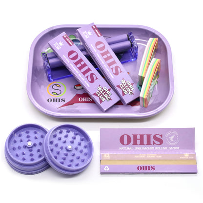 1 Set, Smoking Rolling Tray Set, With Metal Cigarette Tray (7.1x 5.5 Inches), 110mm Plastic Cigarette Maker, 110mm Slim Rolling Papers (3 Packs), 2 Filter Papers, Spices Grinder, Smoking Accessories, Complete Smoking Kit, Special Valentine'S Day Gift