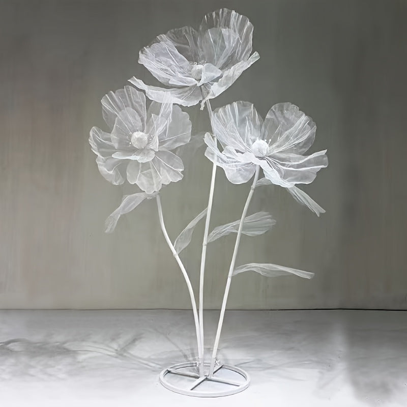Artificial Silk Peony Flowers Giant Set of 3 Large Fake Flowers with Base & Branches for Wedding, Birthday Party, Home Decor & Window Display – 8 Colors