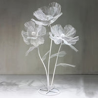 1 Set Of 3 White Silk Mesh Peonies