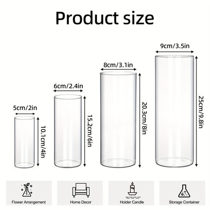 TOMNK 12/24/36/48pcs Clear Glass Candle Holder Cylinder Vases, 4, 6, 8, 10 Inch Tall Cylinder Vases for Candle, Glass Candle Vase, Hurricane Floating Candle Holder Vase for Table Shelf, Party, Wedding, Home Decor