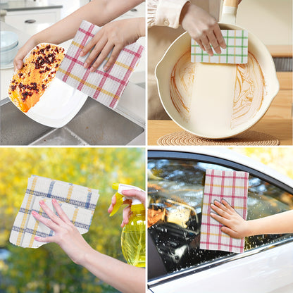 Kitchen Cleaning Cloths 24 Pack Soft Absorbent Reusable Dish Towels Square Dishcloths Durable Multi-Purpose Cleaning Rags for Home Kitchen Assorted Holiday Patterns Christmas Halloween Thanksgiving
