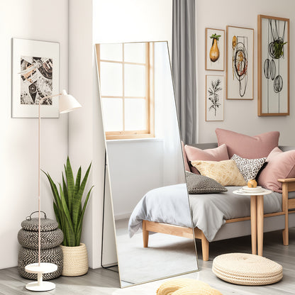 Arched/Rect Full Length Mirror, Full Body Mirror With Stand, Hanging Or Leaning For Wall, Aluminum Alloy Thin Frame Floor Standing For Hotels And Bathrooms