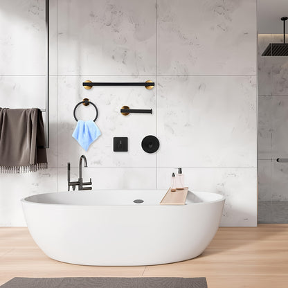 10pcs Matte Black Bathroom Hardware Set - SUS304 Stainless Steel Modern Wall-Mounted Towel Bar (16 Inch), Toilet Paper Holder, Angled Hooks & 2 Robe Hooks with Screws & Anchors - Rust-Resistant Bathroom Organizer for Towels, Robes, Accessories - Easy Inst