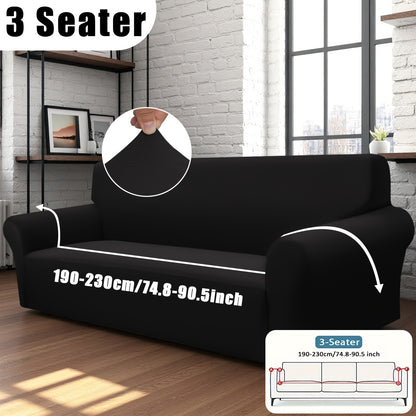 Classic Stretch Sofa Cover with Elastic Band, Milk Fiber Fabric Slipcover-Grip, Machine Washable, Polyester & Spandex, Fits Armchair to 4-Seater Sofas, International Style Throw Design