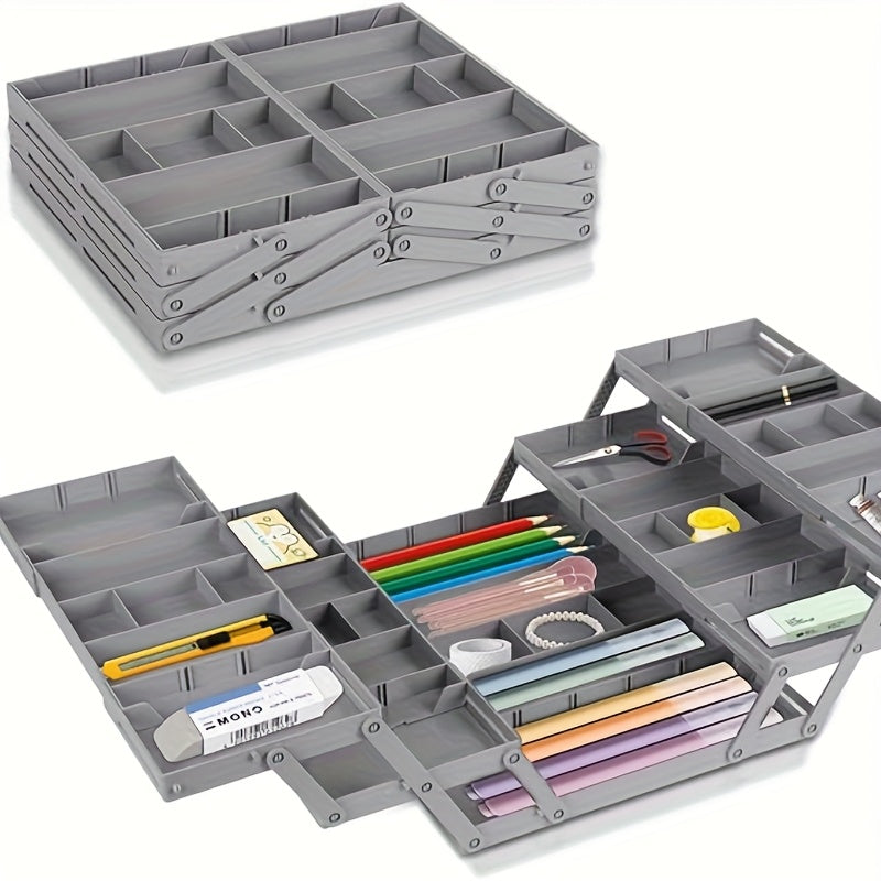 A Collapsible Drawer Storage Box, Two Rows and Three Layers, with New ABS Material, Desk & Drawer Organizer for Home Storage